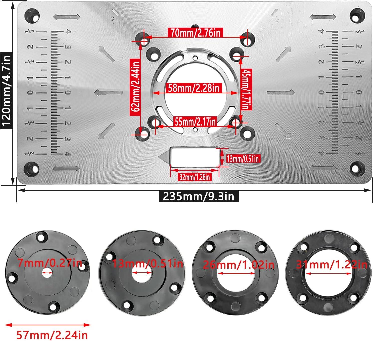 Bàn định tuyến nhôm Bàn định tuyến hợp kim nhôm Bàn tấm chèn Dụng cụ chế biến gỗ Máy phay cắt có nhẫn
