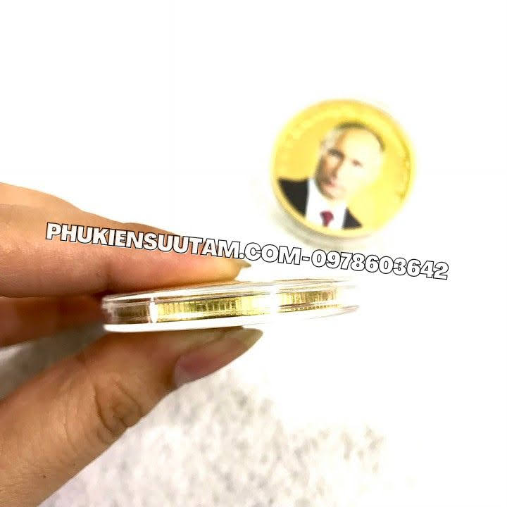 Xu Lưu Niệm Tổng Thống Putin Mạ Vàng In Màu, đường kính: 4cm, màu vàng - SP005866