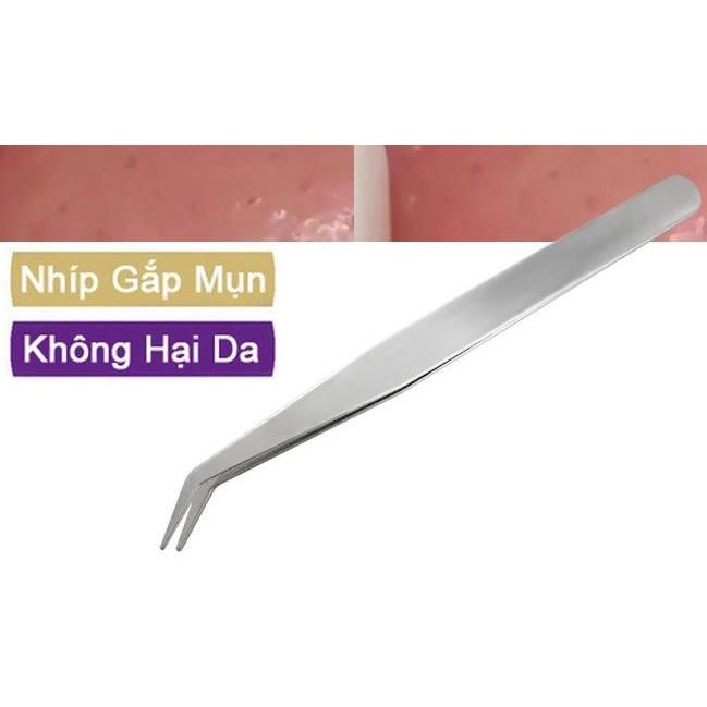 Nhíp Gắp Mụn Đầu Cong Dài 10cm Bằng Inox