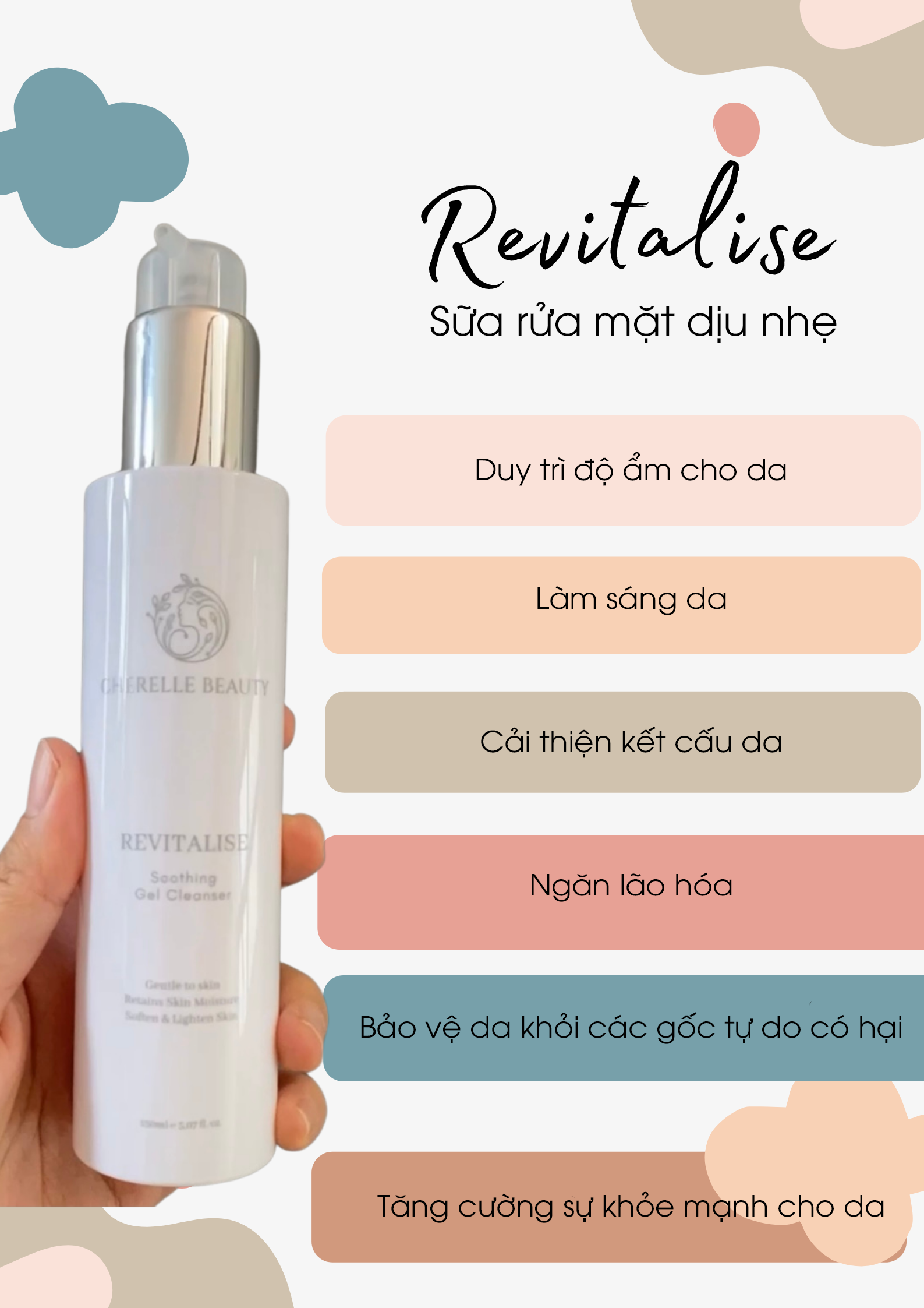 Gel rửa mặt làm dịu và phục hồi da Revitalise Soothing Gel Cleanser ngăn lão hóa, tăng cường hàng rào bảo vệ da 150ml