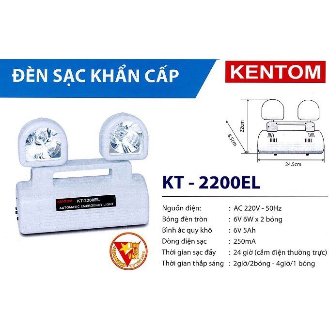 Đèn Sạc Khẩn Cấp Kentom KT2200