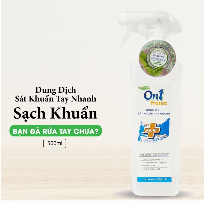 Dung Dịch Sát Khuẩn Tay Nhanh On1 Protect Hương BamBoo Charcoal 500ml C0202 (Mẫu Mới 2021)