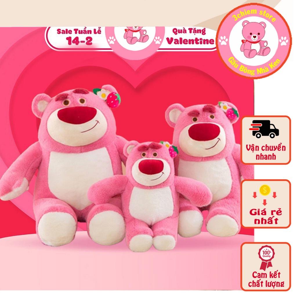 Gấu dâu ️Dáng Dứng nhạt size 105cm cao 90 cm - Gấu Lotso hàng nhập cao cấp có mùi thơm bông mịn