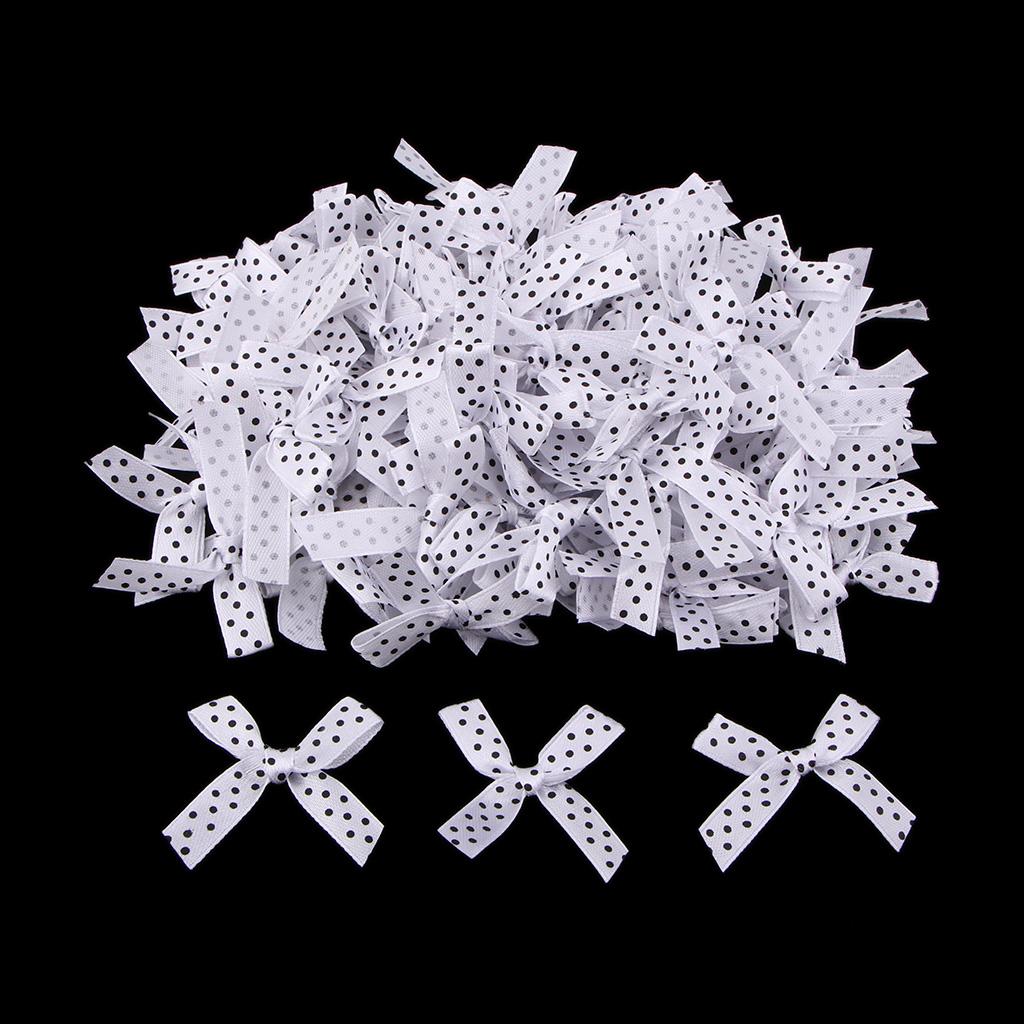 100 Pieces Cute Satin BOW Ribbon Applique Embellishments White