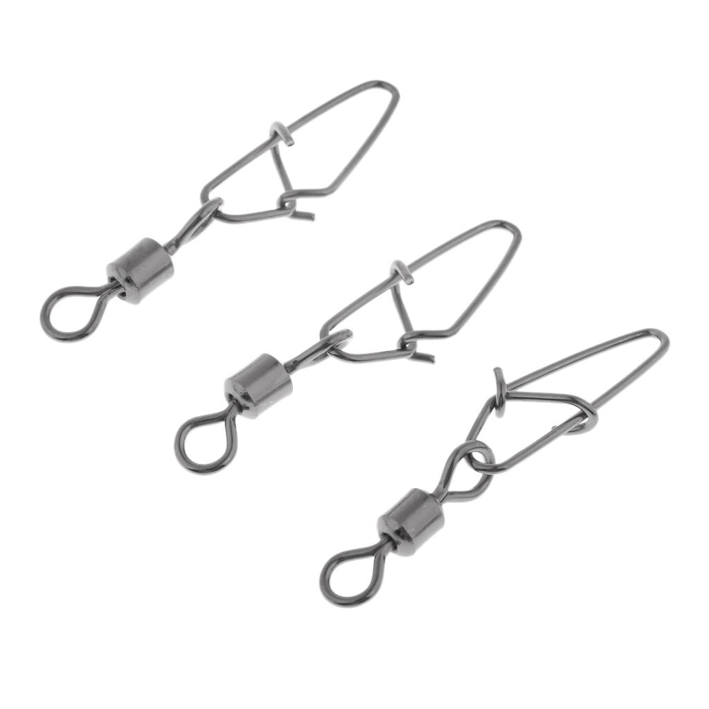 50Pcs Fishing Rolling Swivel with Duolock Snap Hook Line Connectors