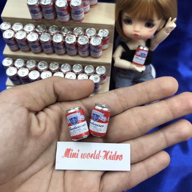Combo 2pcs mô hình lon nước bia mini tí hon dùng cho trang trí nhà búp bê Barbie, BJD, tỉ lệ 1/12, 1/8. Dollhouse