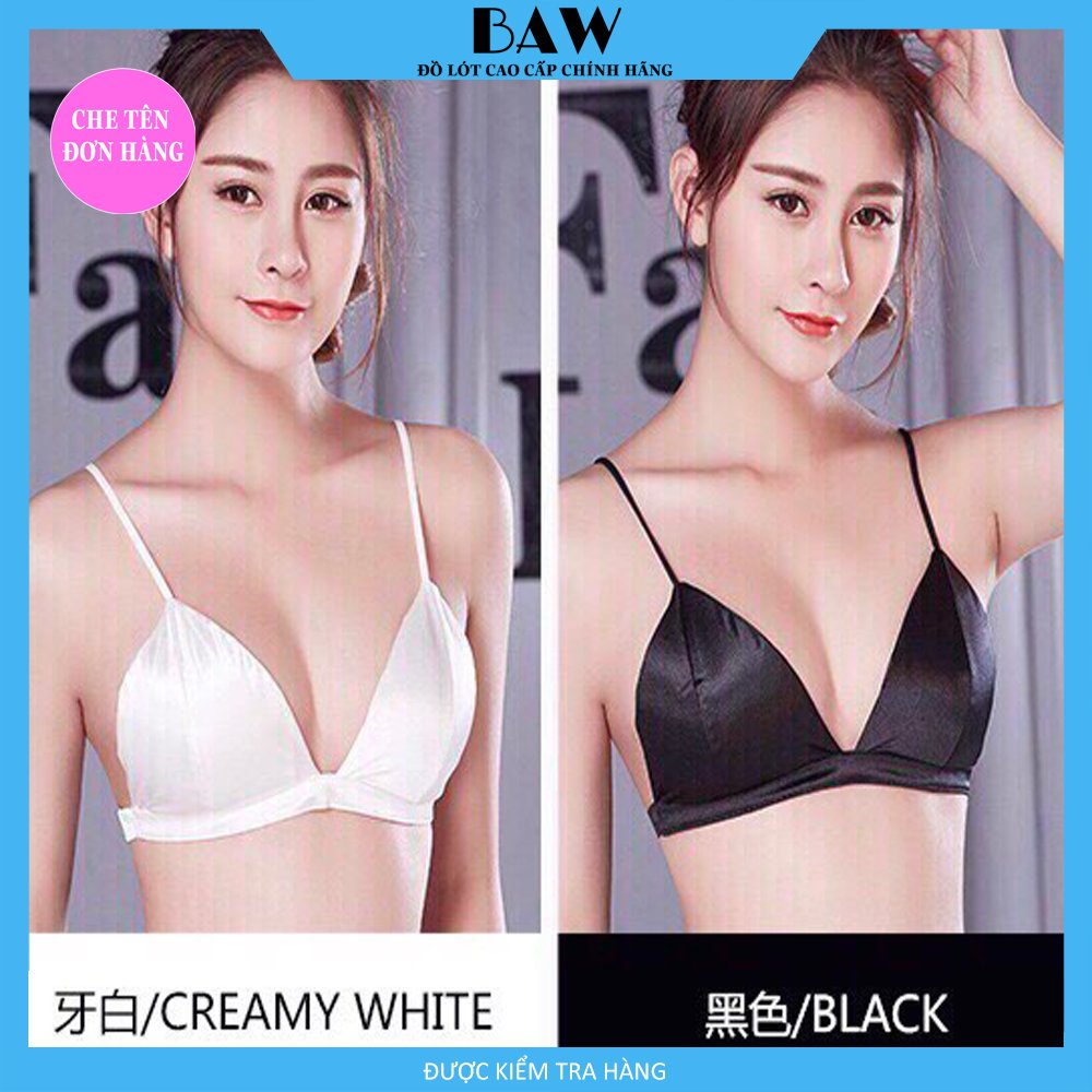 Hình ảnh Áo Lót Bra Satin Bóng Trơn Dây Mảnh cao cấp thương hiệu BAW mã AN20