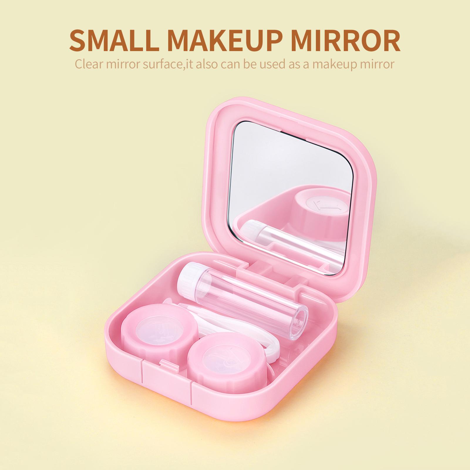 Hộp đựng kính áp tròng di động, nhỏ gọn, có gương, mẫu mã dễ thương