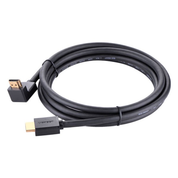 Cáp HDMI Dẹt Ugreen đầu mạ vàng, 1 đầu bẻ lên góc 90 độ