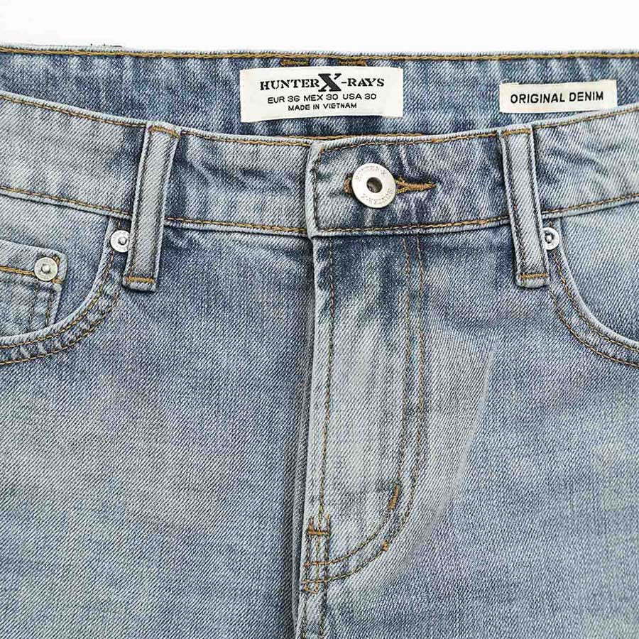 Quần Short Jeans Nam Cao Cấp HUNTER X-RAYS  Form Slimfit Thun Nhẹ Màu Xanh Nhạt S40