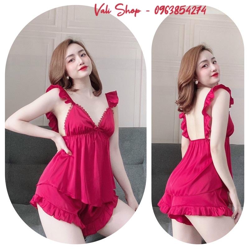 Bộ ngủ lụa latin cao cấp 2 dây tay cánh tiên nhí freesize 40-57kg