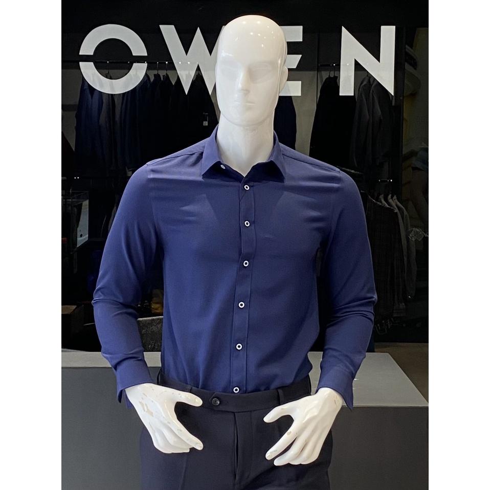 OWEN - Áo sơ mi dài tay Owen Slimfit chất cafe không nhăn màu xanh tím than 23350