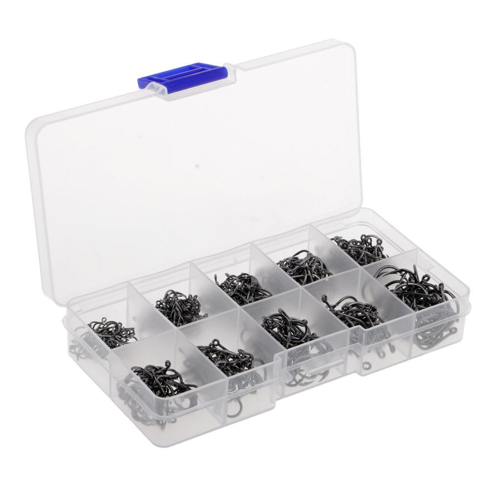 500pcs High Carbon Steel Fishing Hooks Set Offset Sport Circle Octopus Hook 3#-12#