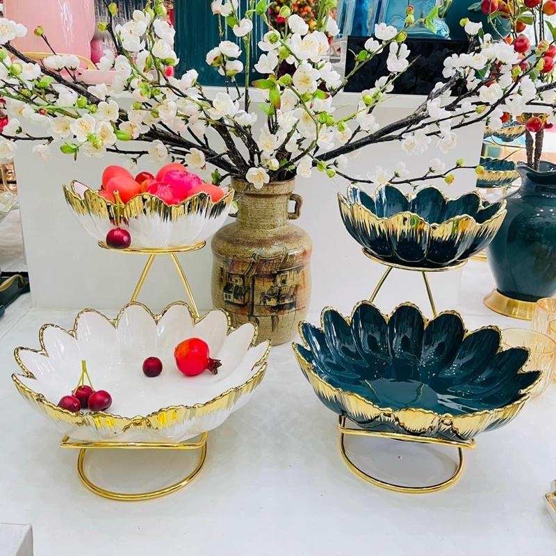 Khay sứ phong cách Bắc Âu khung kim loại hàng Cao Cấp