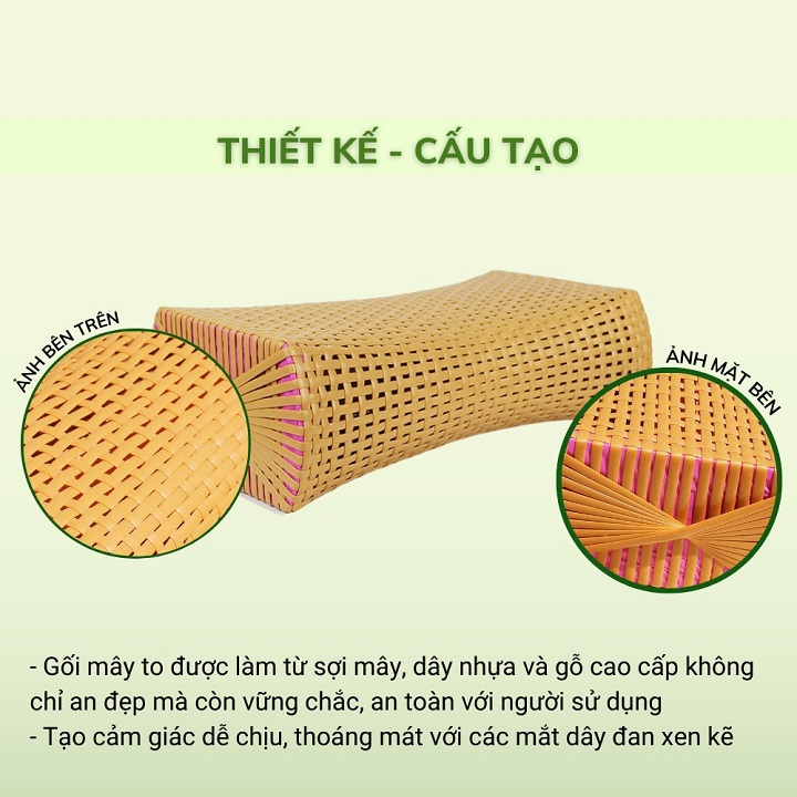 Gối mây đan hàng đẹp,thoáng mát dễ vào giấc ngủ