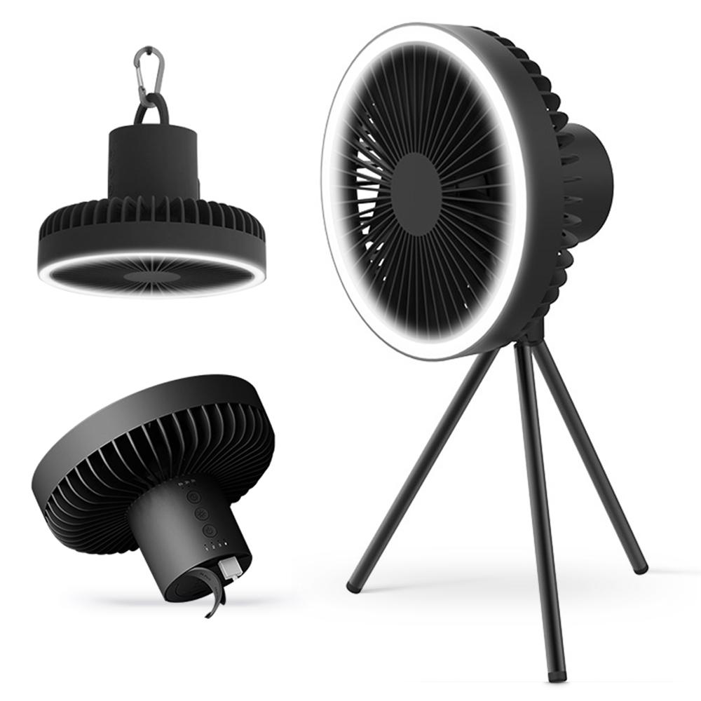7 inch Fan Lamp 3 Speed Household Tripod Desktop 10000mAh LED Lighting Portable Small Ceiling Fan Emergency Power