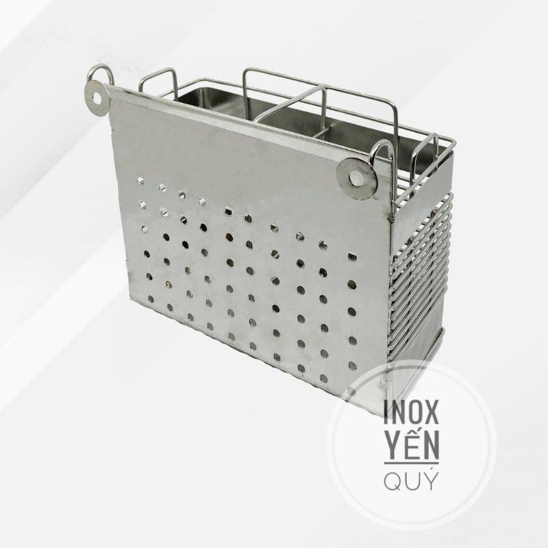 INOX304 Ống đũa vuông 2 ngăn inox cao cấp - Giỏ đựng muỗng đũa vuông 2 ngăn inox 304 cao cấp