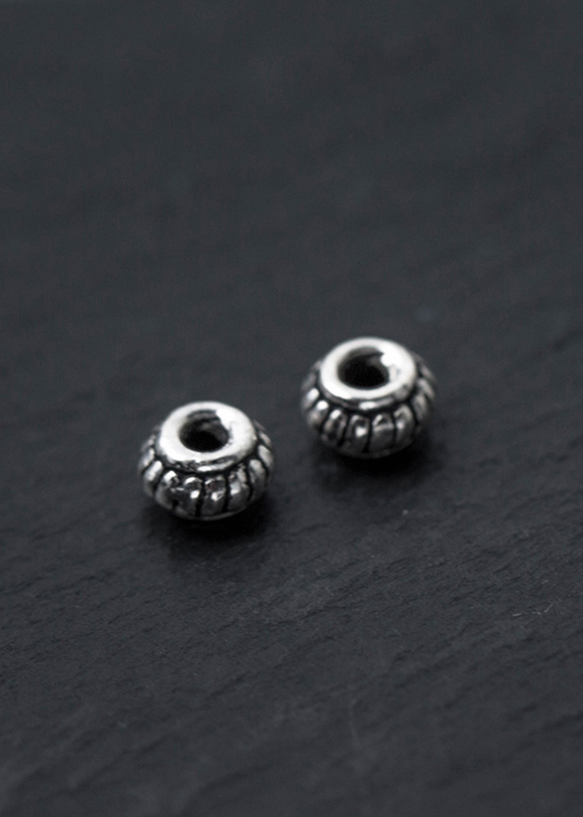 Combo 6 cái Charm bạc chặn hạt họa tiết bánh xe - Ngọc Quý Gemstones