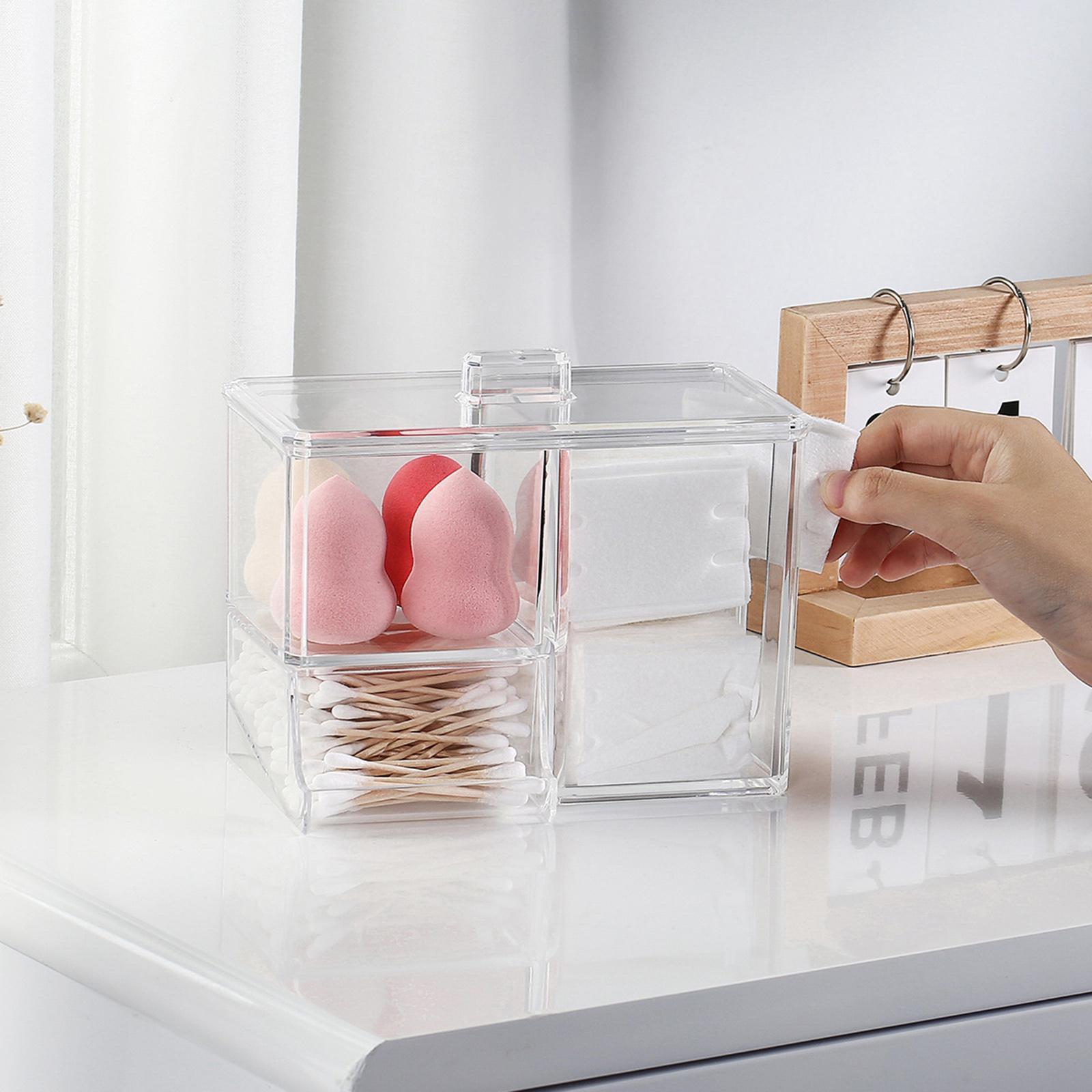 Holder, Vanity Organizers Swab Balls Box Container Tool Dispenser with Lid for Storage