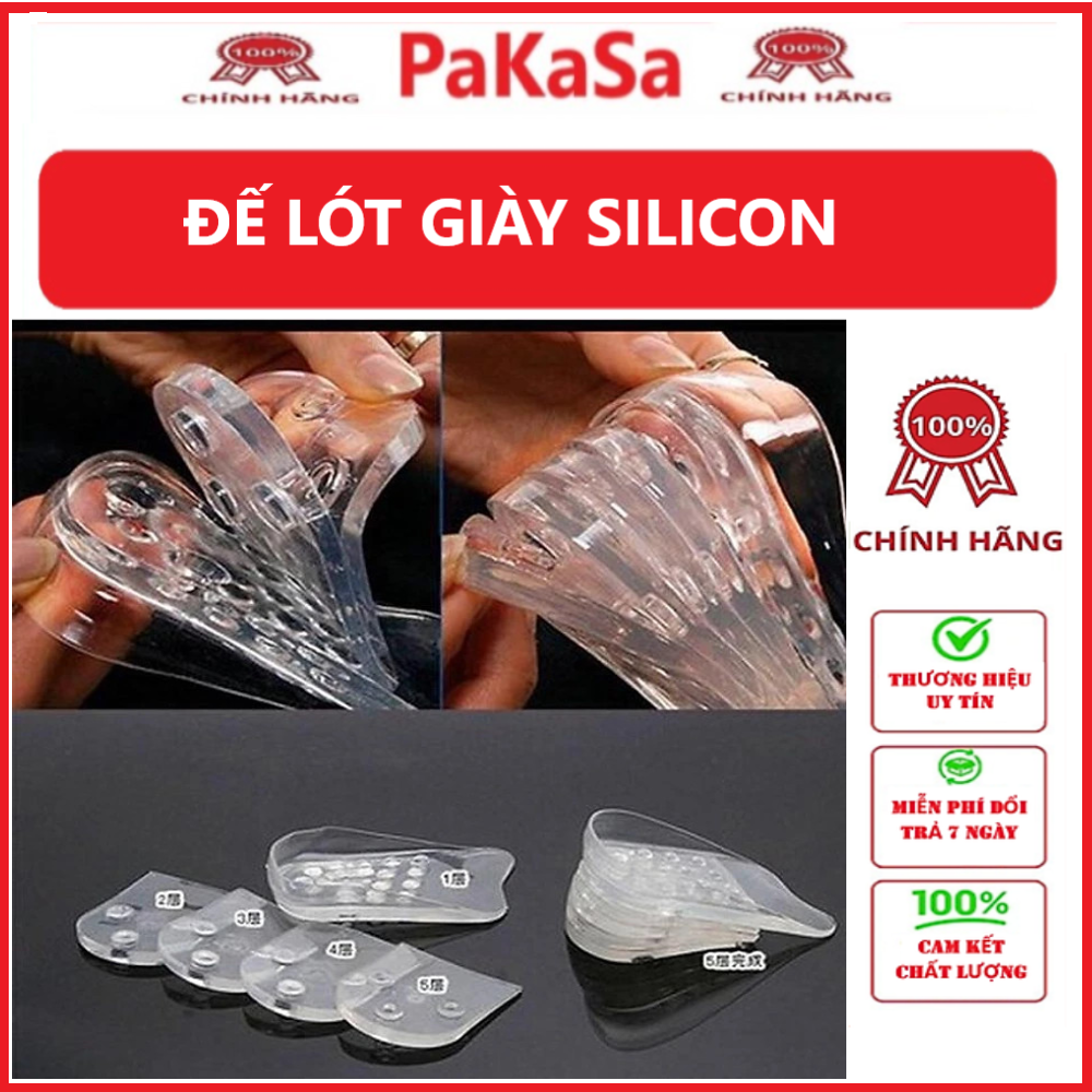 Combo 10 đế lót giày silicon tăng chiều cao , lót giày độn đế chống đau chân - Hàng chính hãng