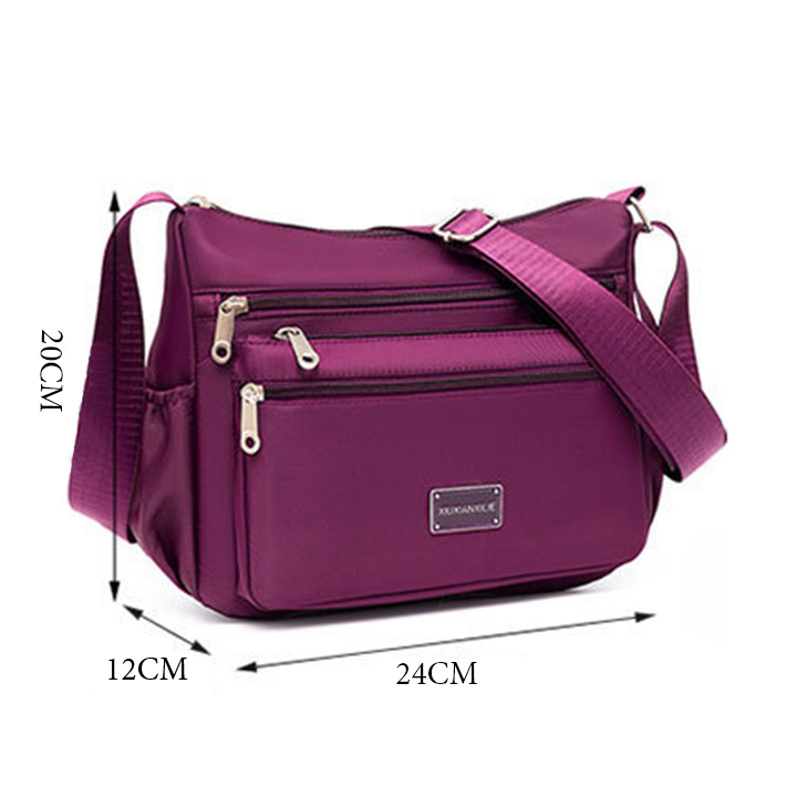 Túi Xách Nữ Vải Dù Đeo Chéo Khoá Đẹp Chất Mềm Nhiều Ngăn Chống Nước Cao Cấp Size 24cm-131