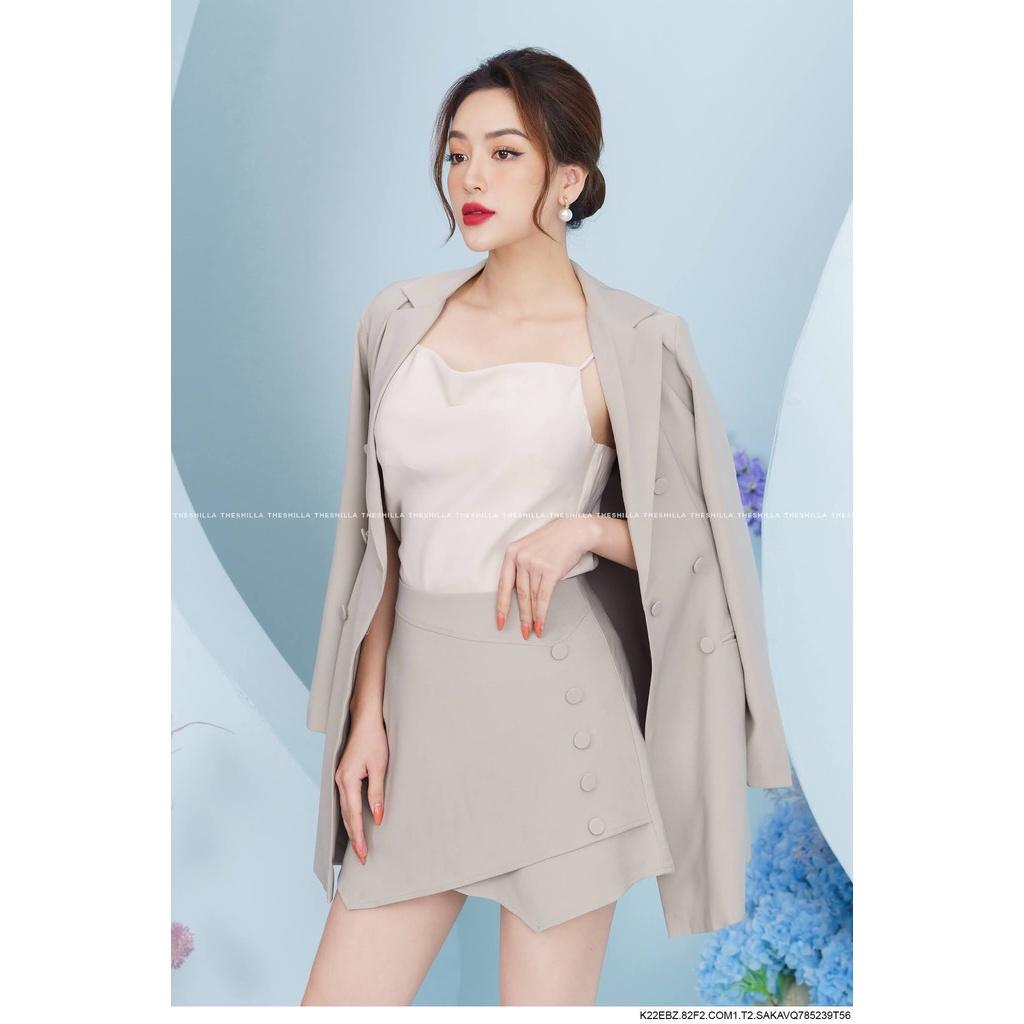 Set vest áo dây chân váy đính nút 3 món cao cấp The Shilla - K22EBZ.82F2