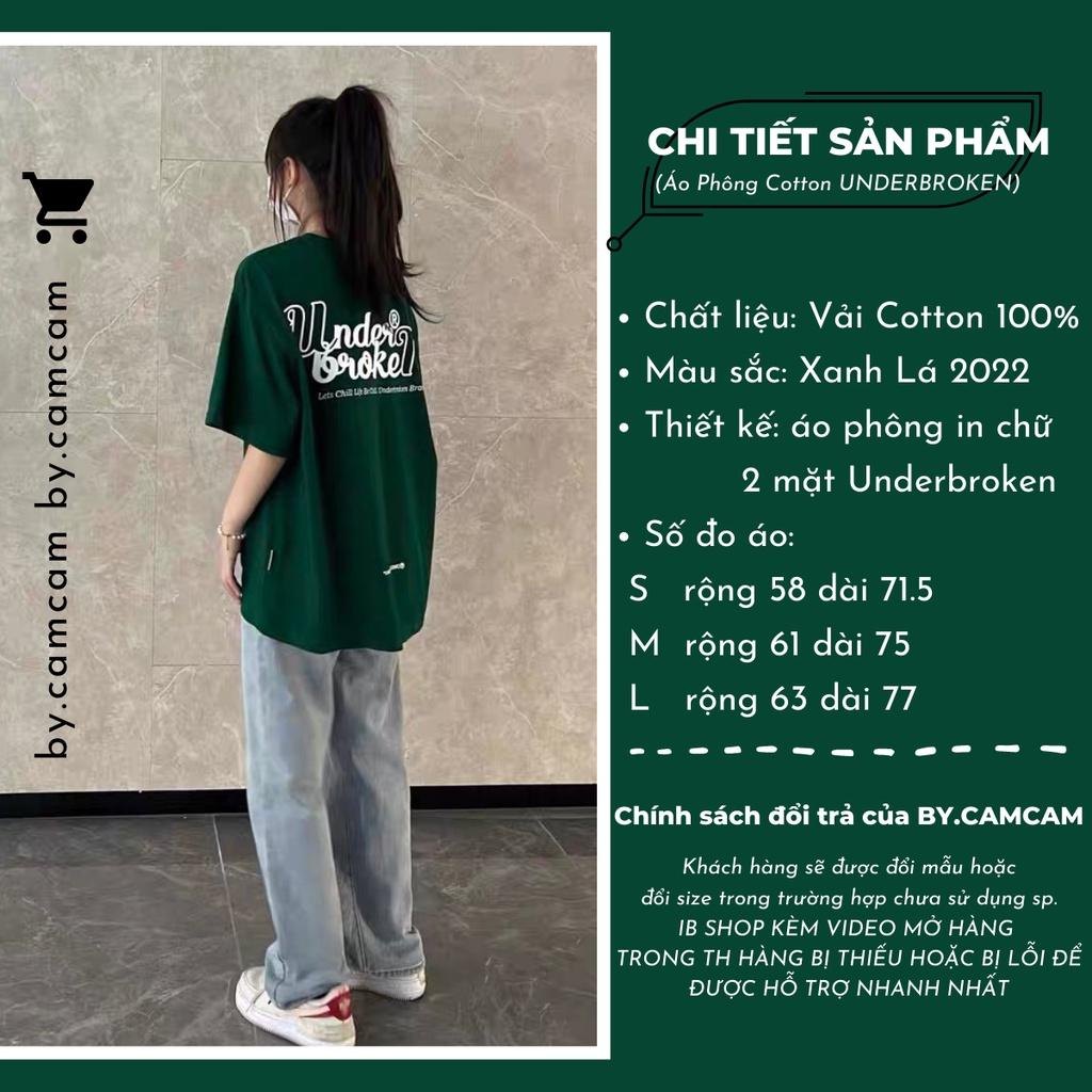 Áo Thun Tay Lỡ UNDERBROKEN Xanh Lá 100% Cotton, Áo Phông Rộng Mẫu Mới 2022