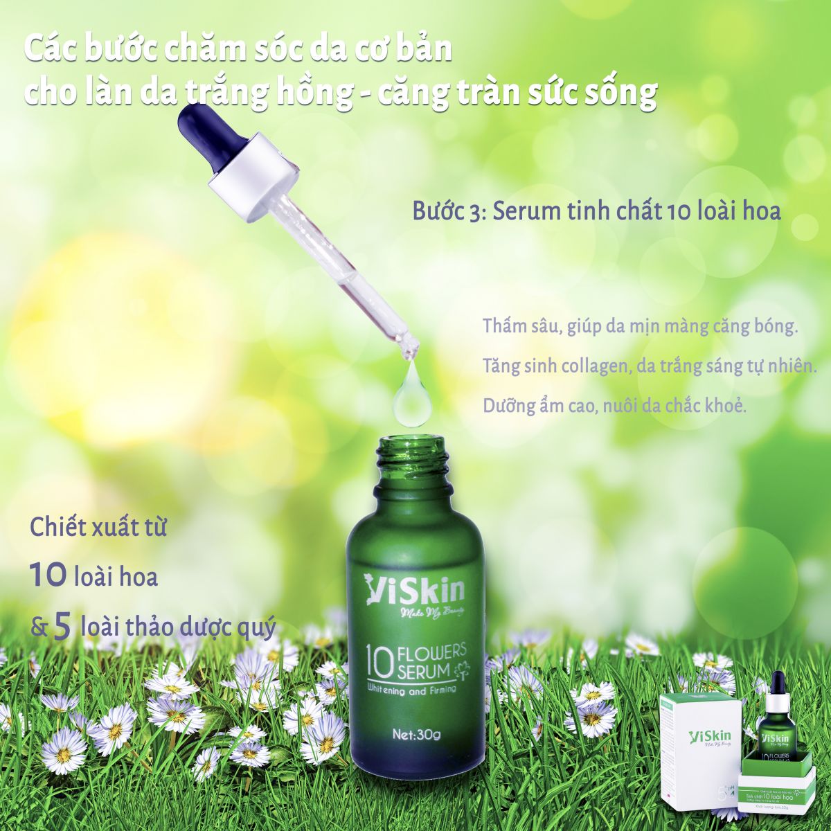 SERUM - TINH CHẤT 10 LOÀI HOA VISKIN - pH 5.4