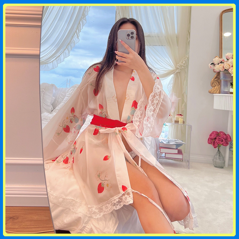 Váy ngủ áo choàng kimono cao cấp sexy P73 - Đầm ngủ kimono gợi cảm - Đồ ngủ nữ sexy