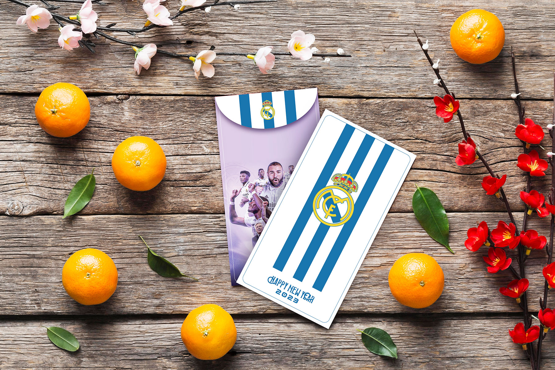 Combo 10 Bao Lì Xì Năm Mới 2023 Quý Mão (FC Real Madrid) 8X16cm - May Mắn - Sang Trọng - Siêu Ý Nghĩa