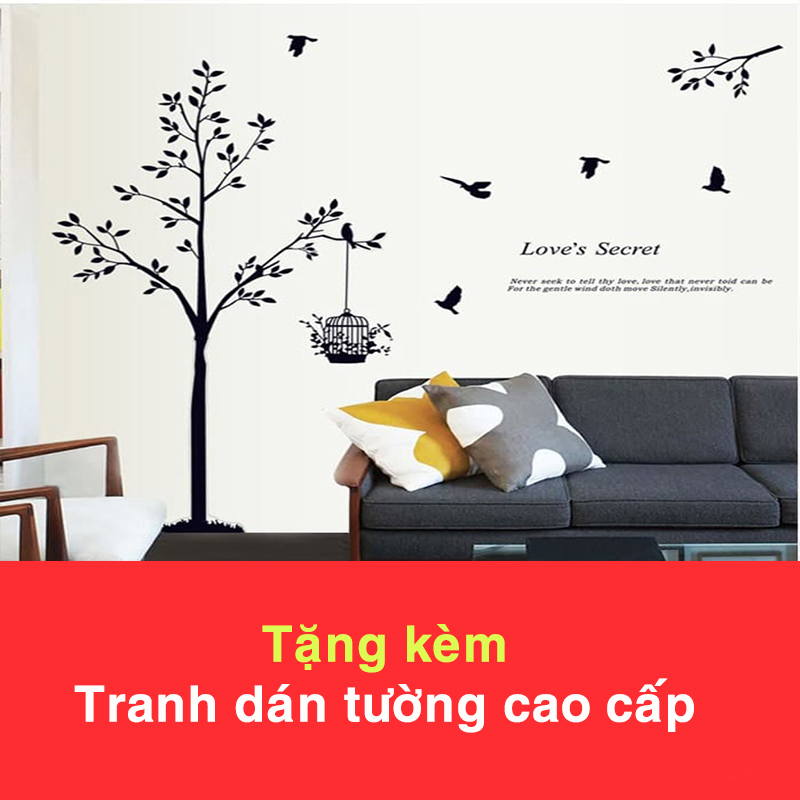 Đồng hồ Decor hình cây và chim 60 x 60 x 5 cm