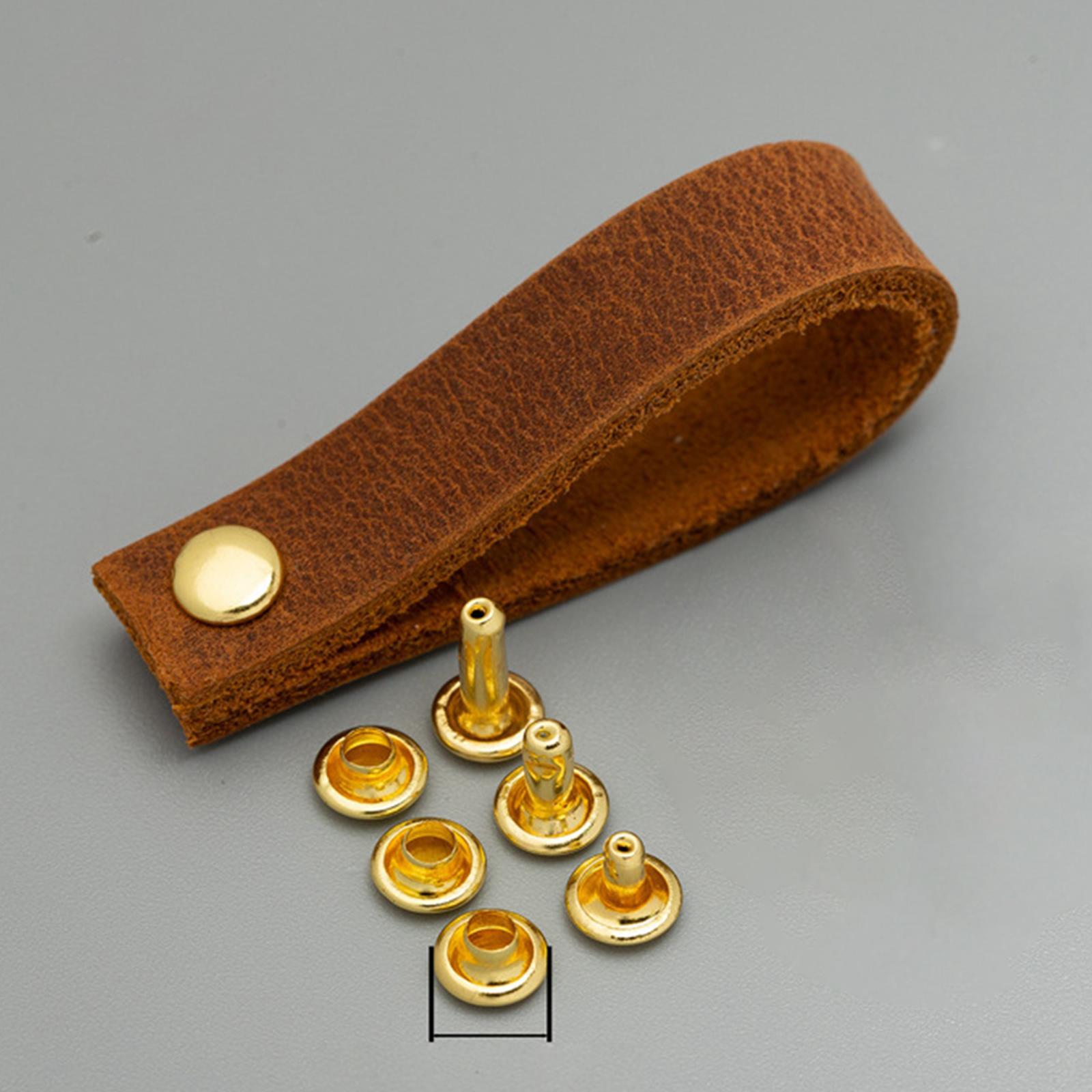 100Pcs Pure Brass Screw Rivets Double Caps Decorative Button Studs for Shoes Bag