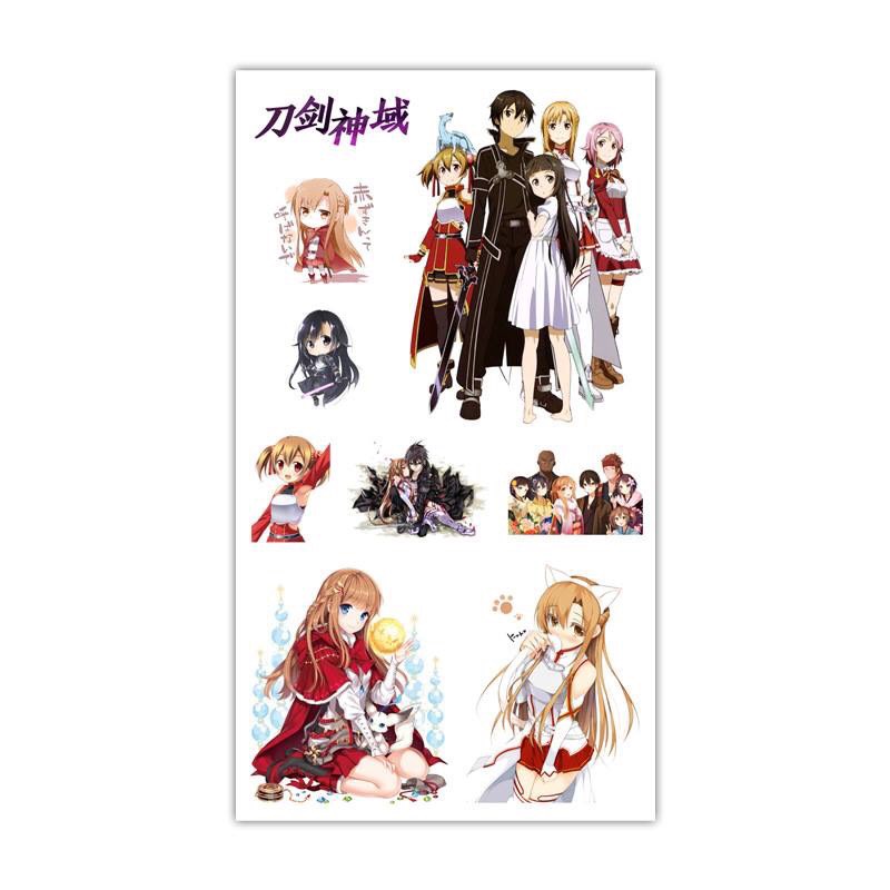 Set 5 Bảng hình xăm Sword Art Online Sticker Tattoo