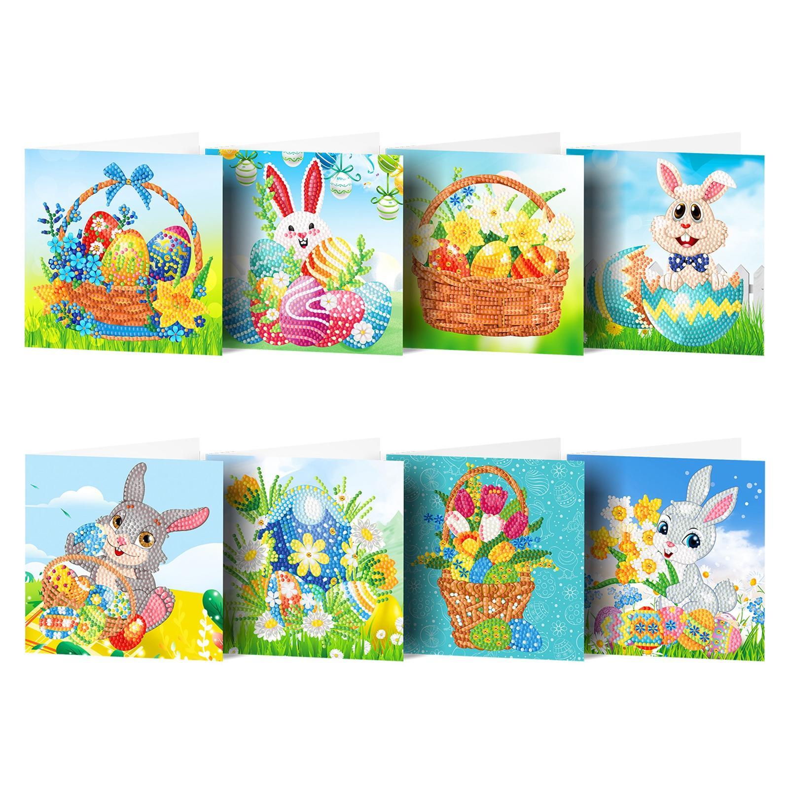 8x 5D DIY Greeting Cards Easter Bunny
