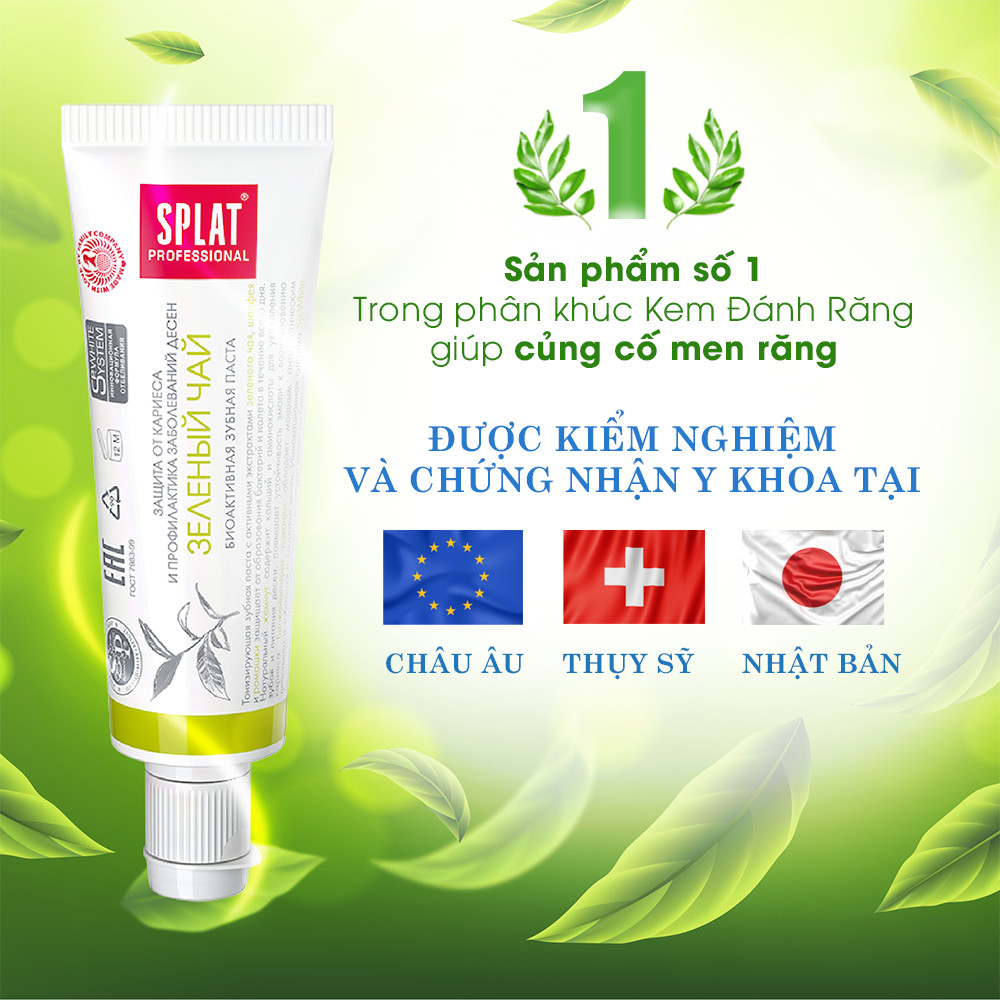 Kem đánh răng thảo mộc SPLAT trà xanh chăm sóc toàn diện cho răng và nướu 100ml