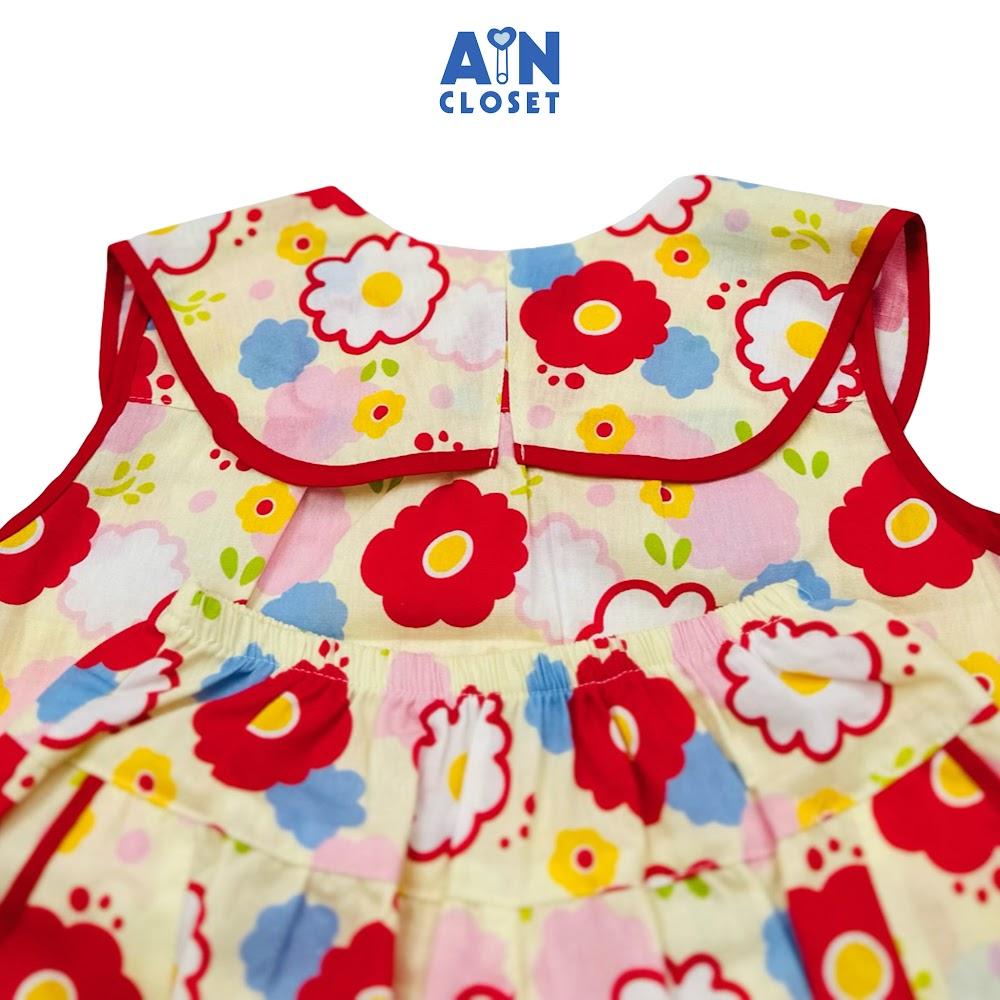Bộ quần áo Ngắn bé gái hoạ tiết Hoa Sứ Đỏ Cotton - AICDBGIZWWAI - AIN Closet