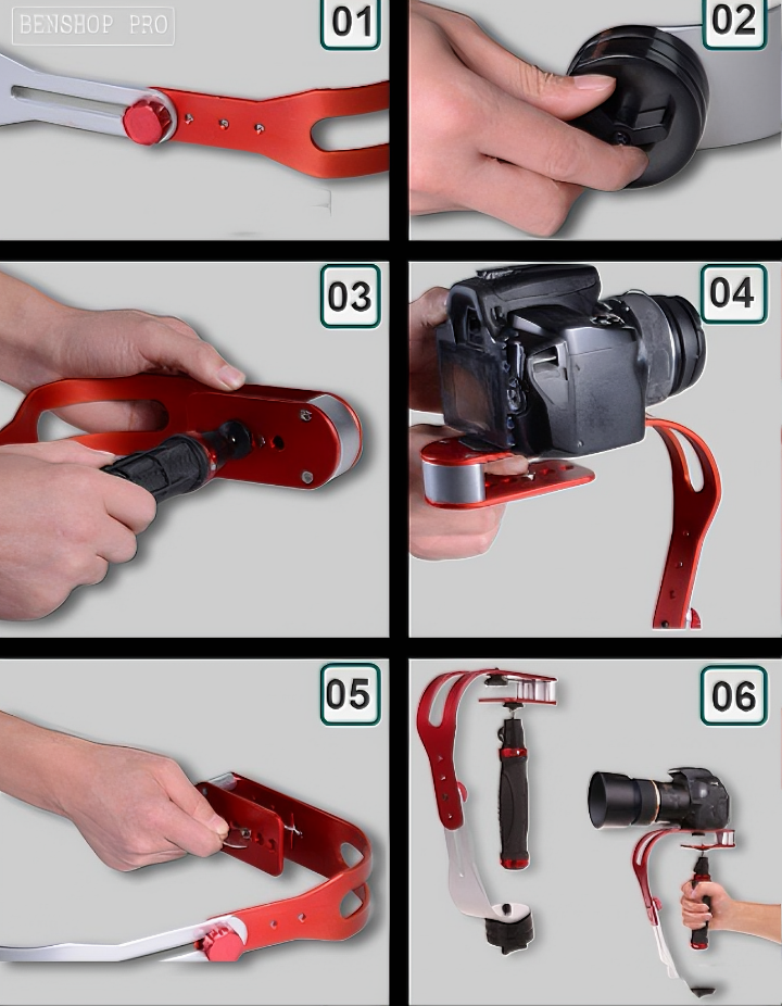 Tay cầm quay phim KG7S chống rung cơ học cho máy ảnh, điện thoại, GoPro, camera chuyên nghiệp - Hàng chính hãng