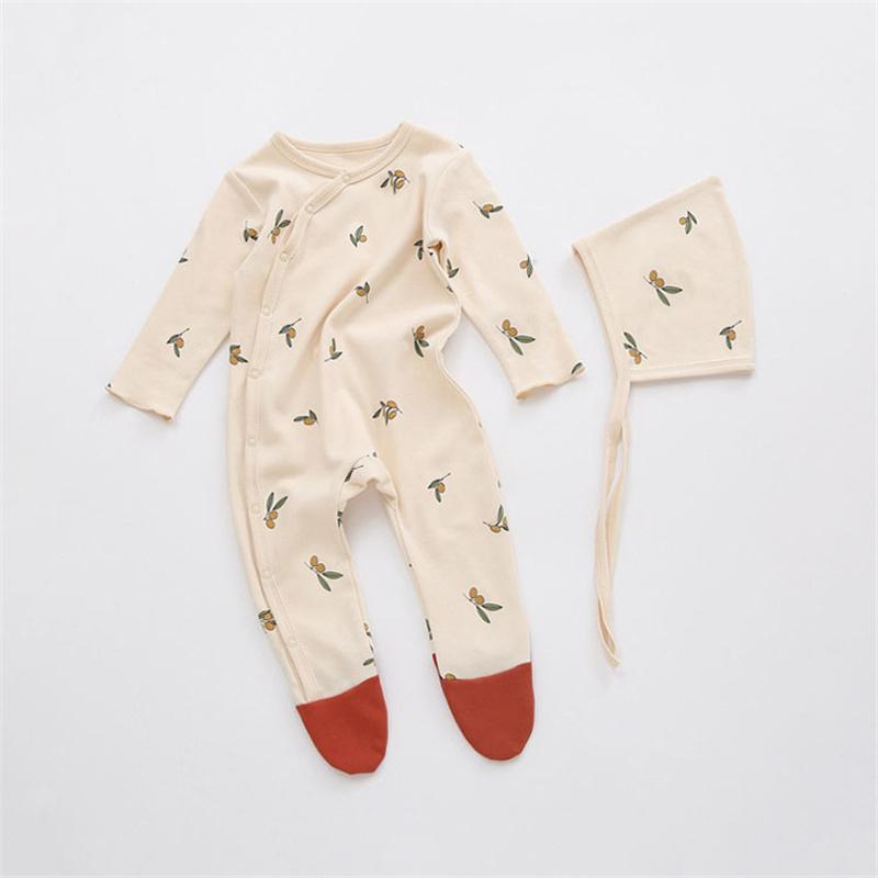 Quần Áo Bé Sơ Sinh Có Mũ In Hình Bé Chân Jumpsuit  Áo Dài Tay Trẻ Sơ Sinh Bé Trai Bé Gái Xuân Đáy Liền Quần