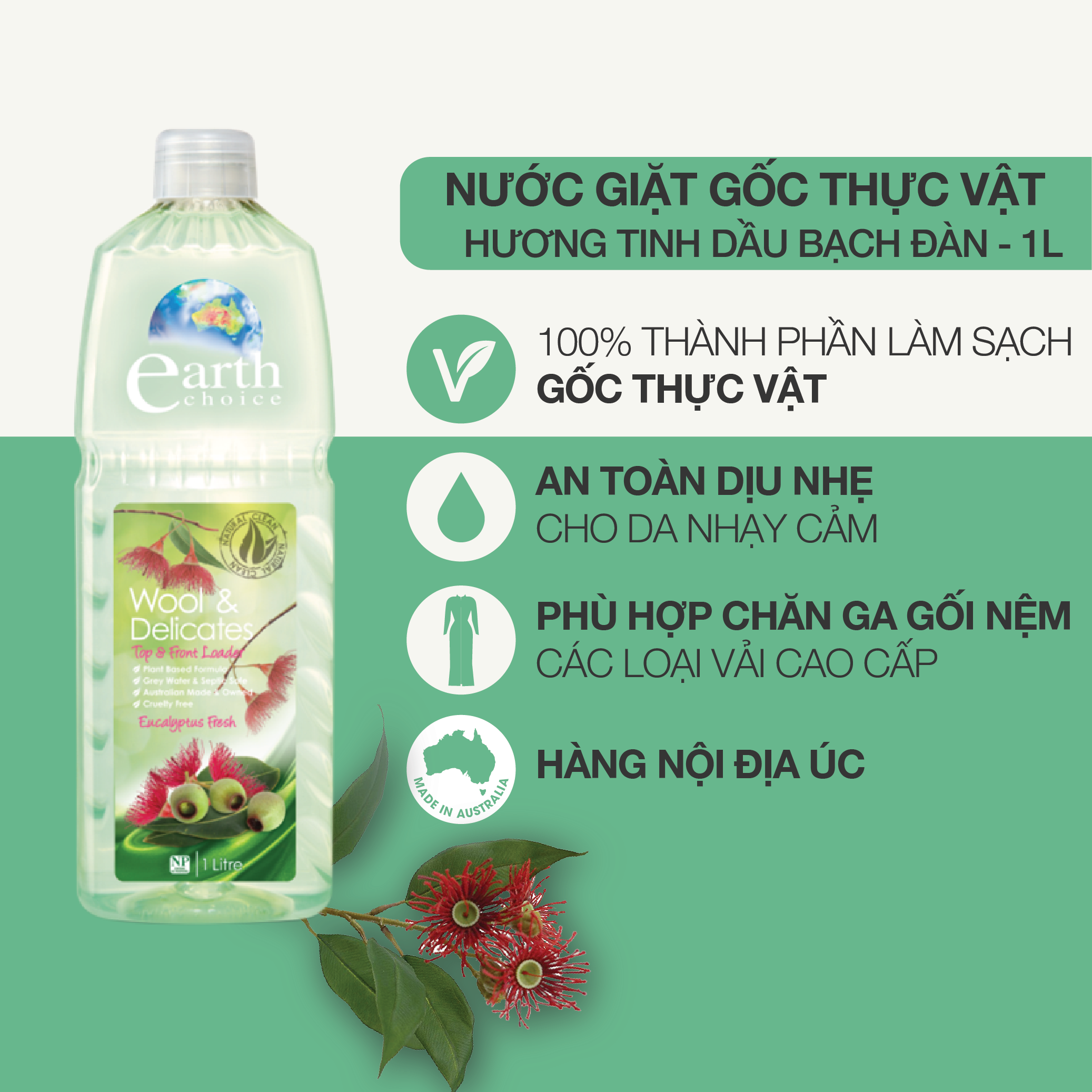 Nước giặt dành cho loại vải cao cấp Earth Choice 1L