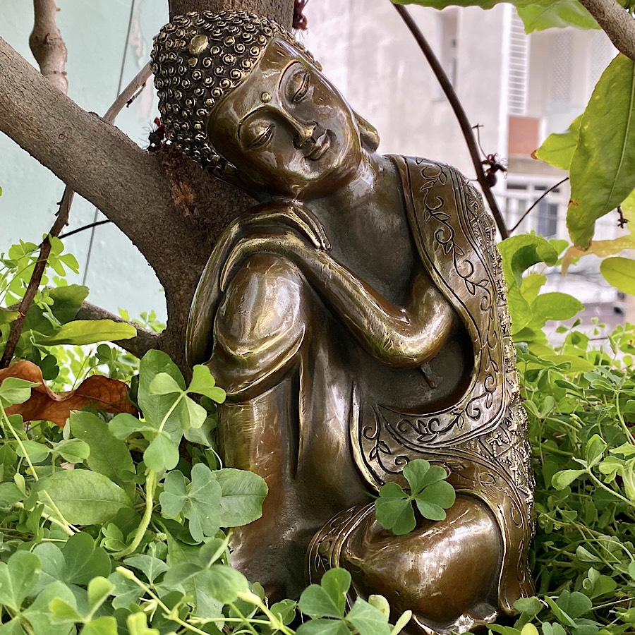 TƯỢNG ĐỒNG PHẬT NGỦ AN NHIÊN TỰ TẠI VÔ ƯU CAO 23cm