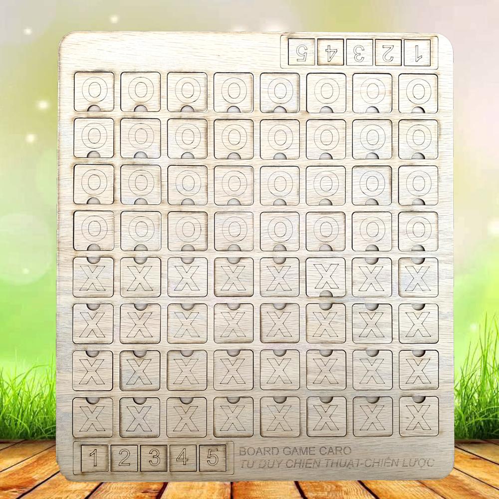 Trò Chơi Cờ Caro Bàn Cờ Bằng Gỗ Tự Nhiên Loại Lớn Kích Thước 30x30 cm