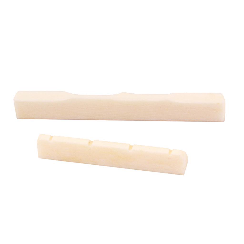 Buffalo Bone Bridge Saddle + Slotted Nut For 4 String Acoustic Guitar
