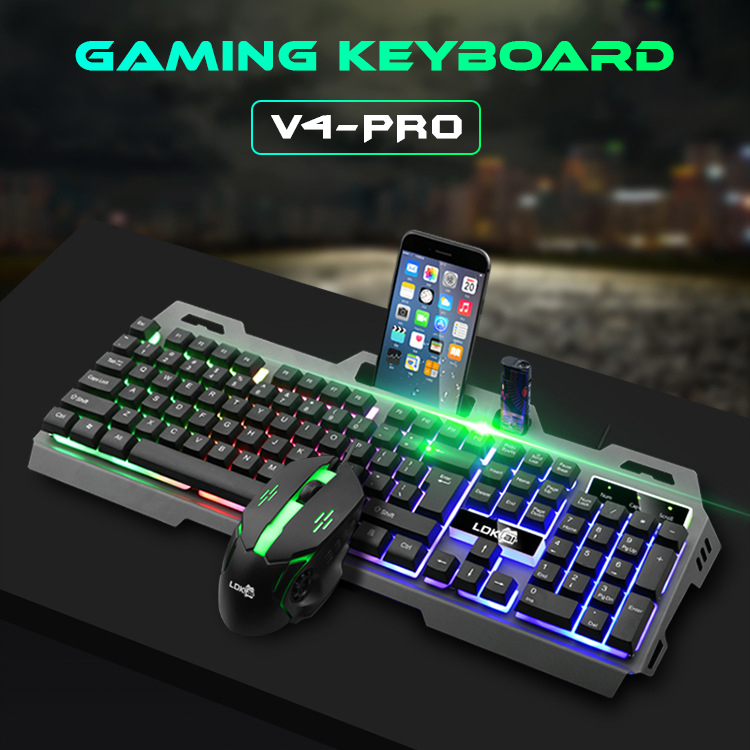 Bàn phím chơi game máy tính SIDOTECH V5 Pro Gaming chuyên nghiệp có LED cầu vồng xuyên phím, keycap 2 lớp chống mờ, gõ tốc độ cao, thiết kế khe đỡ điện thoại, chống nước chuyên dụng cho game thủ chuyên nghiệp - Hàng chính hãng 