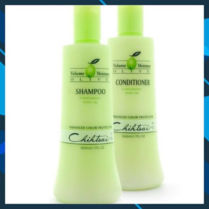 Cặp dầu gội xả siêu mượt Chihtsai Volume Moisture Olive Shampoo &amp; Conditioner 500ml
