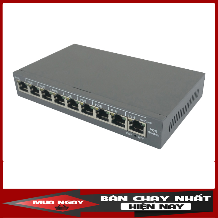 Bộ chia mạng 9 cổng (switch Poe) hỗ trợ cho camera IP Poe