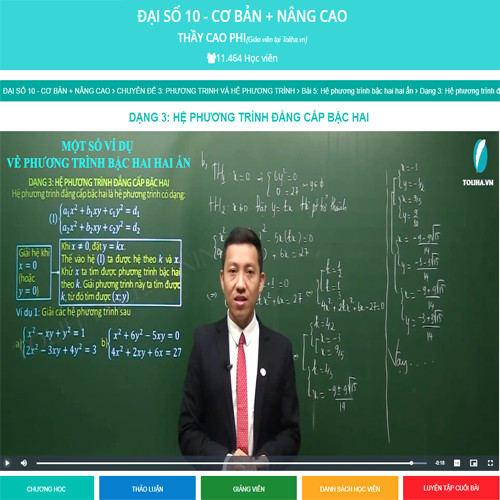 Khóa học ĐẠI SỐ 10 - CƠ BẢN + NÂNG CAO thầy Cao Phi - 09 tháng