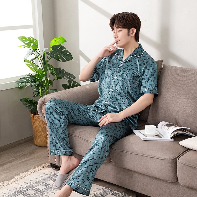 Đồ bộ Pyjama Nữ chất liệu phi bóng rũ mềm mại,nền hoa văn đơn giản, tao nhã 88229