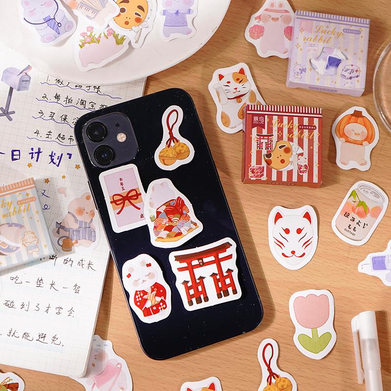 Hộp 45 hình dán sticker trang trí sổ tay hình chú thỏ Gigi Box Sticker ST236