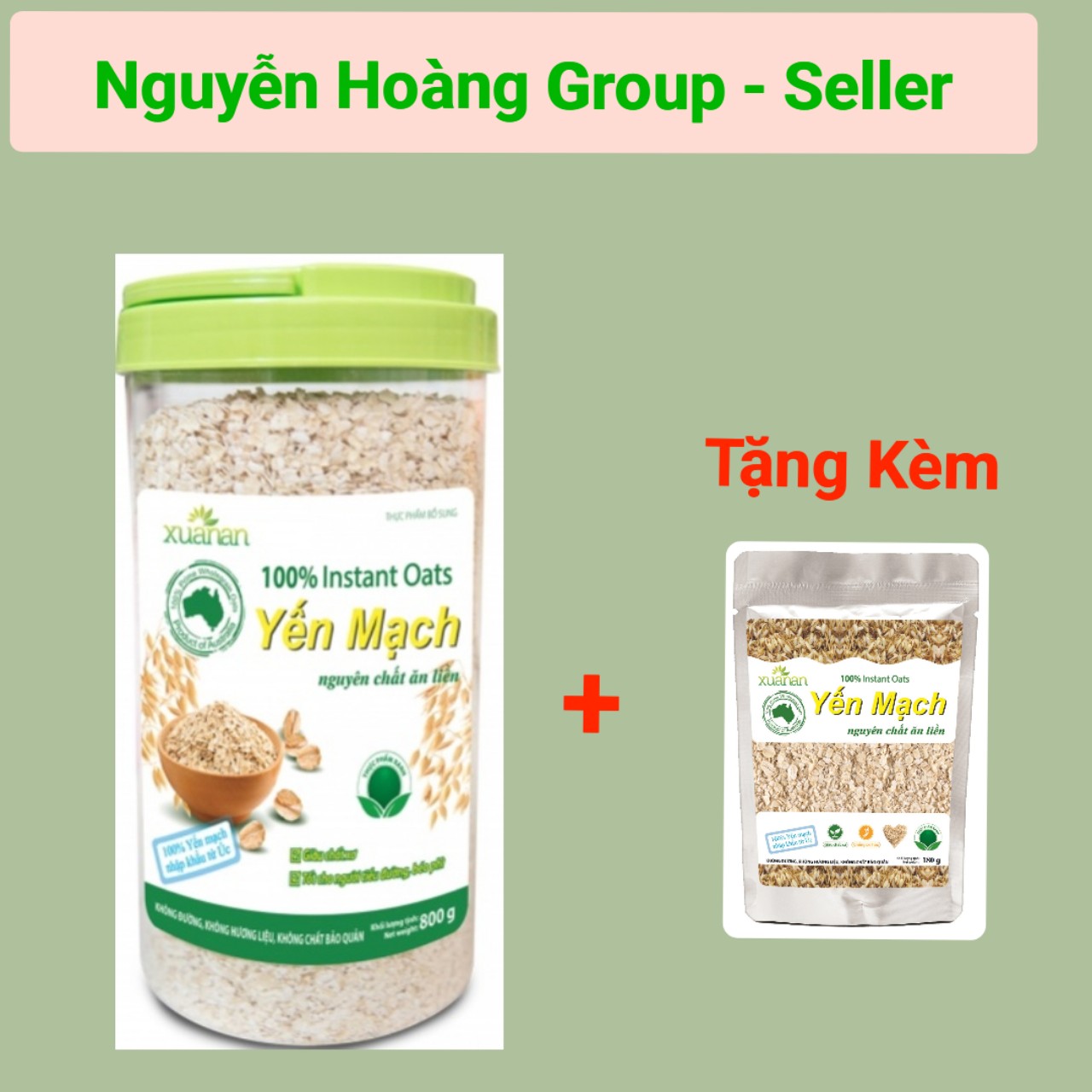 Yến Mạch Úc Nguyên Chất Hủ 800g Xuân An( Tặng YM gói 350g)