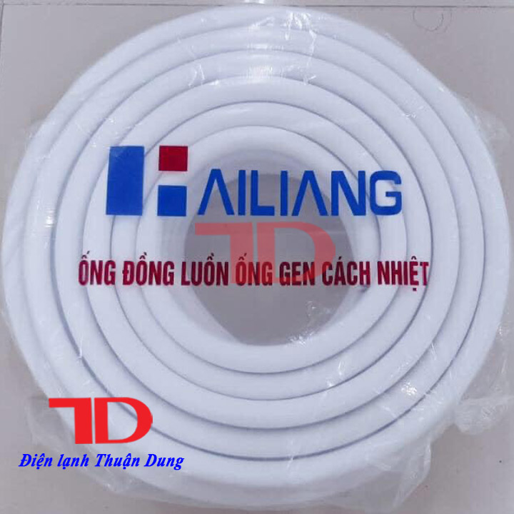 Ống đồng máy lạnh Hailiang 6.35 + 9.52 luồn sẳn gen đôi cách nhiệt DÀY 6 ZEM cuộn 15M